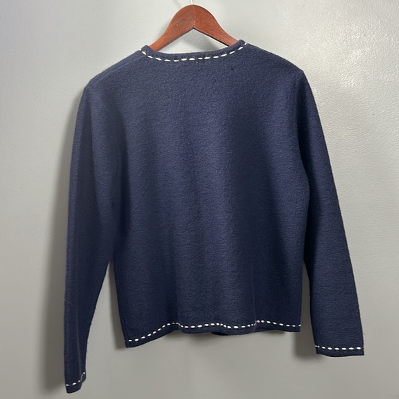 Karen Scott Light Navy Blue Tweed Style Cardigan size M sweater lady - Picture 13 of 16